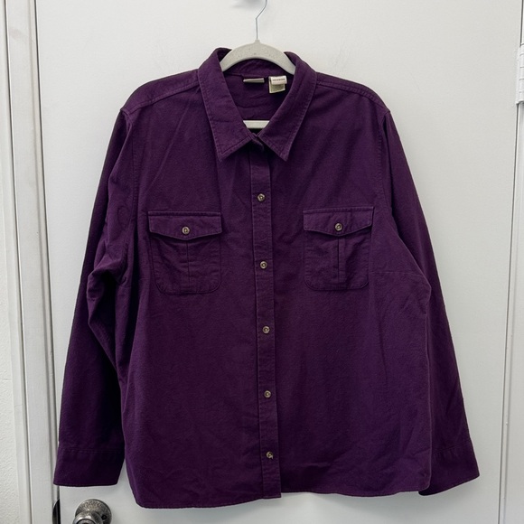 L.L. Bean Women's Deep Purple Casual Button Down Flannel Shirt - Picture 1 of 3